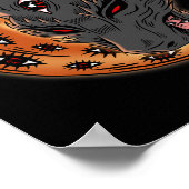 Werewolf Halloween Crescent Moon Horror Eyes Goth Poster (Ecke)