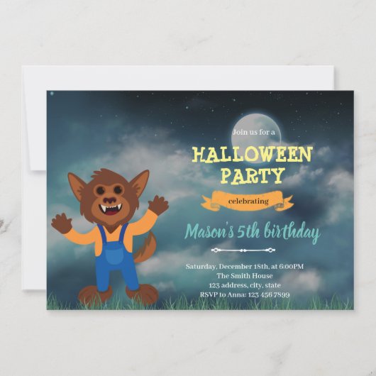 Werewolf halloween-Einladung Dankeskarte (Vorderseite)