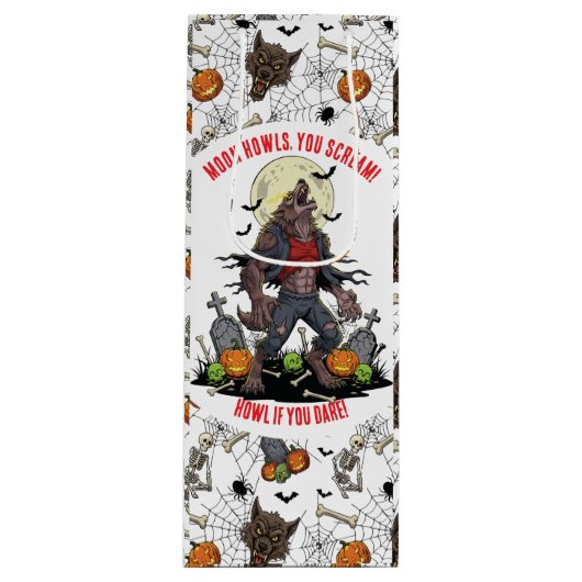 🐺 Werewolf Halloween-Geschenktasche 🎃 💀 Geschenktüte Für Weinflaschen (Vorderseite)