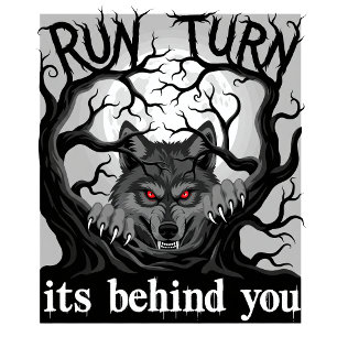 Werewolf Halloween Horror Design Run Turn Ai-Art T-Shirt