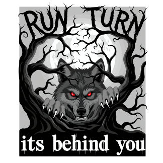 Werewolf Halloween Horror Design Run Turn Ai-Art T-Shirt