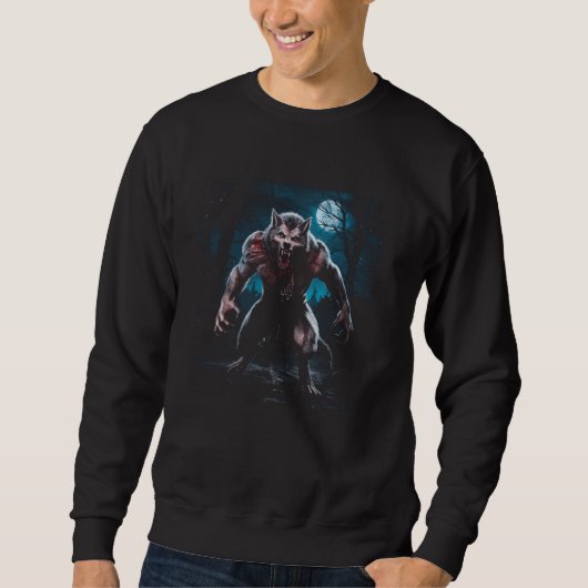 Werewolf Halloween Kostüm Beängstigend Hunter Horr Sweatshirt (Vorderseite)