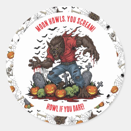 🐺 Werewolf Halloween Stickers & Labels 🎃 💀 (Vorderseite)