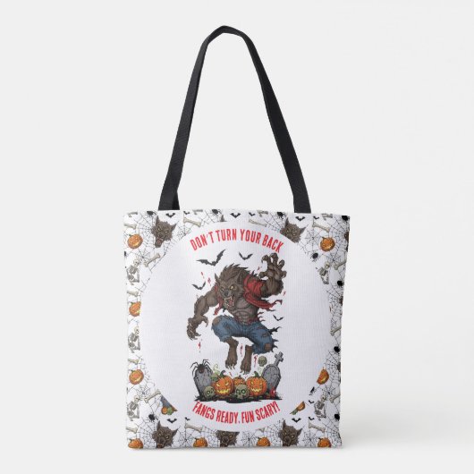 🐺 Werewolf Halloween Tote 🎃 💀 Tasche (Rückseite)