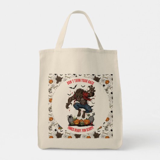 🐺 Werewolf Halloween Tote 🎃 💀 Tragetasche (Rückseite)