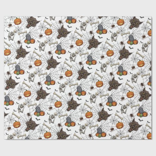 🐺 Werewolf Halloween Wrapping Paper 🎃 💀 Geschenkpapier (Flach)