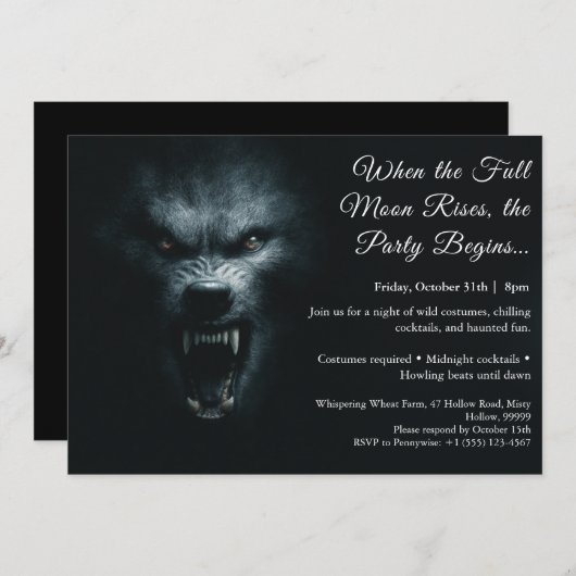 Werewolf Howl Halloween Party Einladung (Vorne/Hinten)