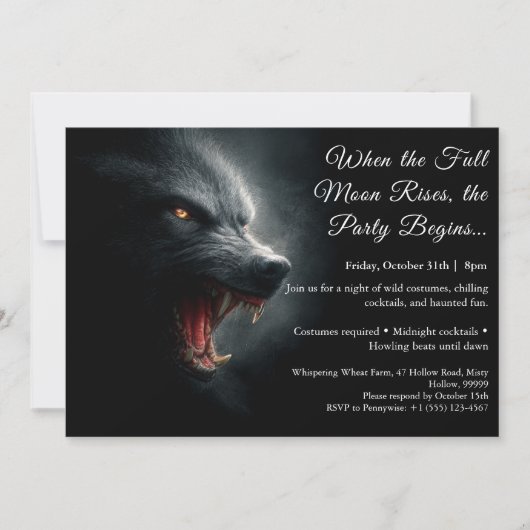 Werewolf Howl Halloween Party Einladung (Vorderseite)