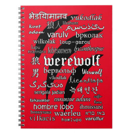Werewolf in 33 Sprachen winden sich Foto-Notizbuch Notizblock