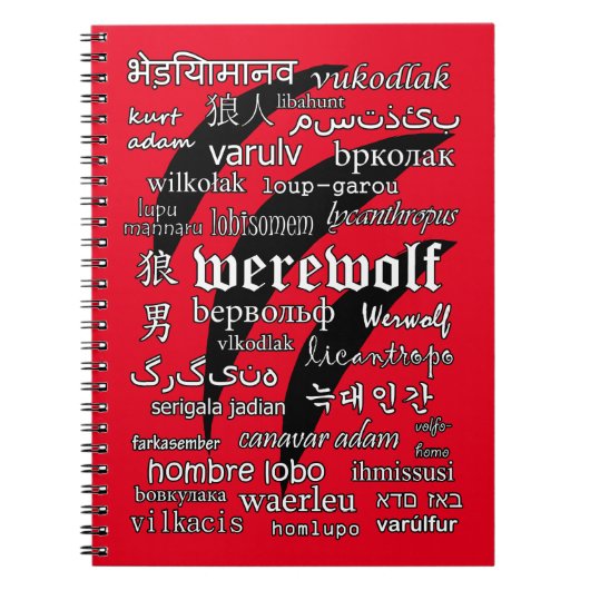Werewolf in 33 Sprachen winden sich Foto-Notizbuch Notizblock (Vorderseite)