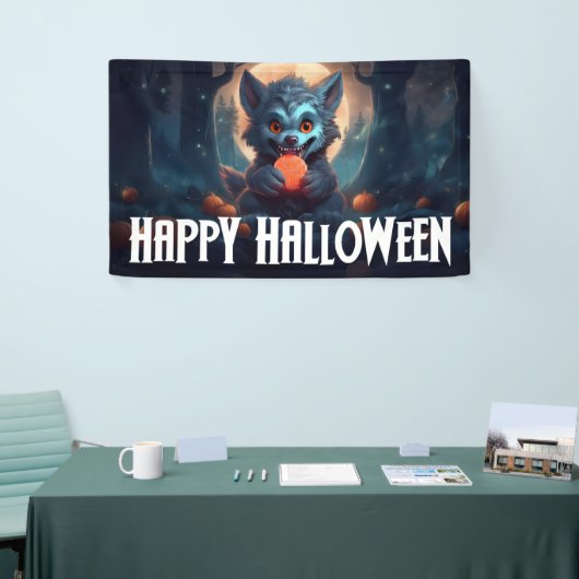 Werewolf isst Candy Happy Halloween Banner (Messeveranstaltung)
