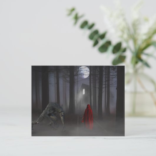 Werewolf Little Red Riding Hood Spooky Postkarte (Stehend Vorderseite)