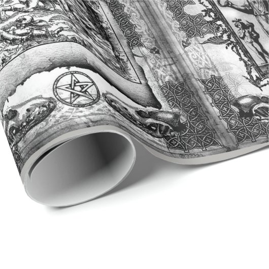 Werewolf-Manuskript-Packpapierschwarzes/-WEISS Geschenkpapier (Rolleneckpunkt)