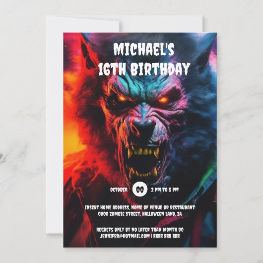 Werewolf-Monster-Erwachsene halloween beängstigend Einladung (Vorderseite)