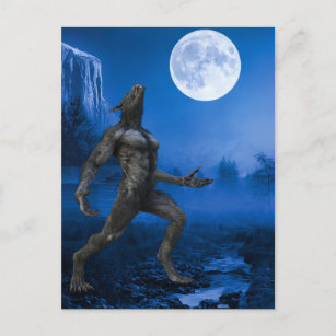 Werewolf Moon Landscape halloween Postkarte