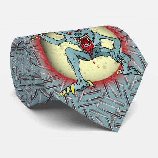 Werewolf Silver Bullets Blue Full Moon Halloween Krawatte (Gerollt)