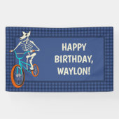 Werewolf Skeleton on a BMX Bike Boys Birthday Banner (Horizontal)