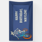 Werewolf Skeleton on a BMX Bike Boys Birthday Banner (Vertikal)