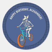 Werewolf Skeleton on a BMX Bike Personalized Runder Aufkleber (Vorderseite)