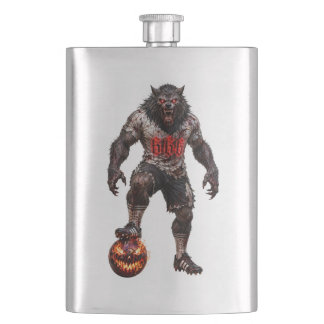 Werewolf Soccer Player Halloween Horror Art Flachmann