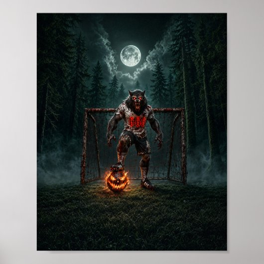 Werewolf Soccer Player Halloween Horror Art Poster (Vorne)