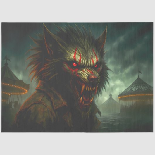 Werewolf Spuk Karneval Gotischer Horror Halloween Seidenpapier (Vorderseite)