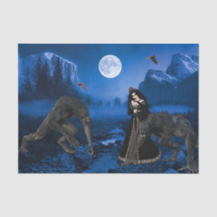 Werewolf und Vampire Halloween Beängstigend Seidenpapier