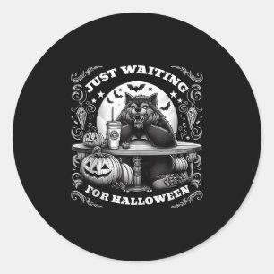 Werewolf Wartete gerade zu Halloween Spooky Beängs Runder Aufkleber