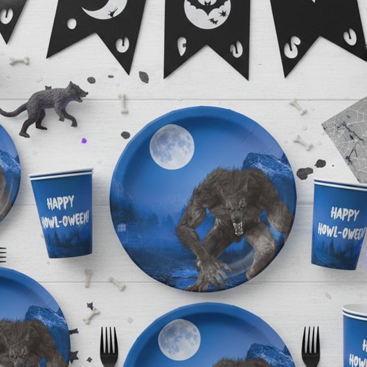 Werewolf Wolf Halloween Full Moon Party Pappteller