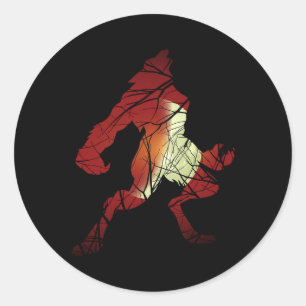 Werewolf Wolf Moon Werewolf Silhouette Halloween C Runder Aufkleber