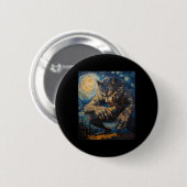 Werewolf Wolf Wolves - Van Gogh Style - Starry Nig Button (Vorne & Hinten)