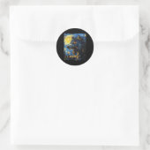 Werewolf Wolf Wolves - Van Gogh Style - Starry Nig Runder Aufkleber (Tasche)