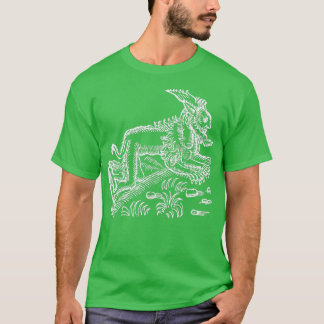 Werewolf Zeichnend Schwarze Alte Antike Illustr T-Shirt