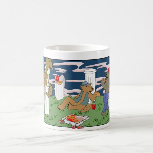 Werewolves Having Pizza Mug Kaffeetasse (Mittel)