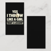 Werfen Sie wie ein Mädchen einen Lesson Softball P Visitenkarte (Vorne/Hinten)