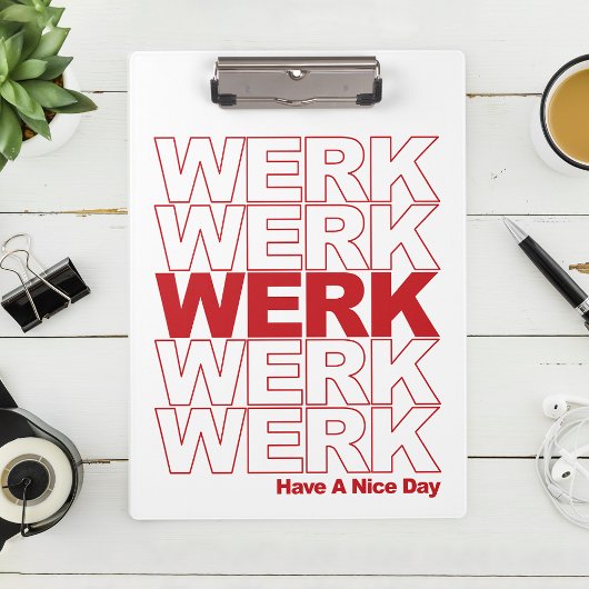 WERK Red Typografie Klemmbrett
