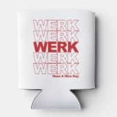 WERK Retro Red Typografie Dosenkühler (Rückseite)
