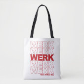 WERK Retro Red Typografie Tasche (Vorderseite)