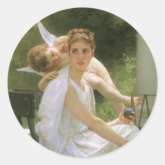 Werk unterbrochen von Bouguereau, Angel Portrait Runder Aufkleber (Vorderseite)