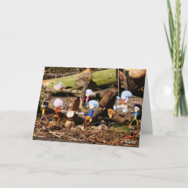 Werkende Fubby's in hun houtzagerij. Dankeskarte