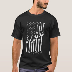 Werkstattmechaniker Amerikanische Flagge Auto Mann T-Shirt