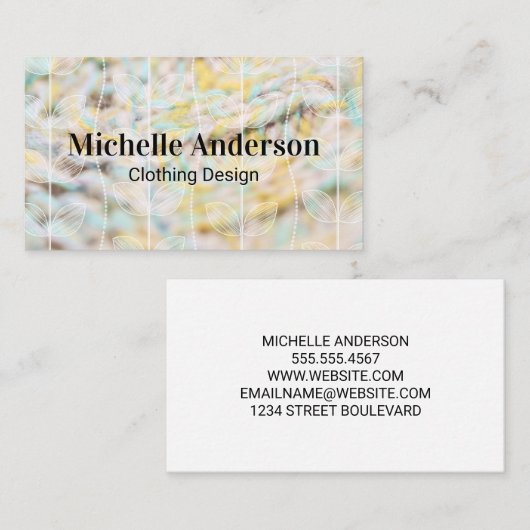 Werkstoff | Pflanze Doodle Muster Visitenkarte (Vorne/Hinten)