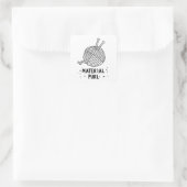 Werkstoff-Strickpuppe Quadratischer Aufkleber (Tasche)