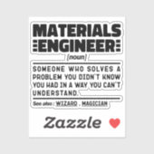 Werkstoffingenieur Noun Cool Engineering-Mitarbeit Aufkleber (Blatt)
