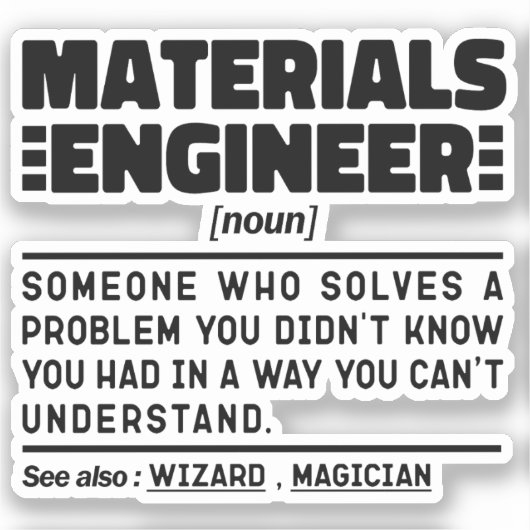 Werkstoffingenieur Noun Cool Engineering-Mitarbeit Aufkleber (Vorderseite)