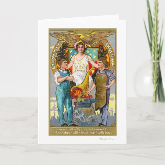 Werktags-Andenken-Arbeiter mit Dame Justice Karte (Vorderseite)
