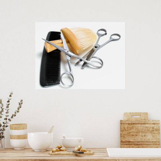 Werkzeug für alte Friseure Poster (Küche)