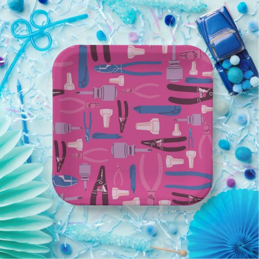 Werkzeugbau Elektrisches Party, Elektromädchen Pappteller (Party)