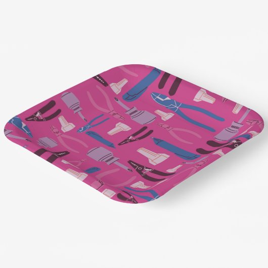 Werkzeugbau Elektrisches Party, Elektromädchen Pappteller (Gewinkelt)