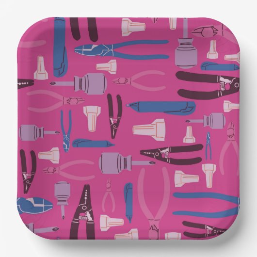 Werkzeugbau Elektrisches Party, Elektromädchen Pappteller (Vorderseite)